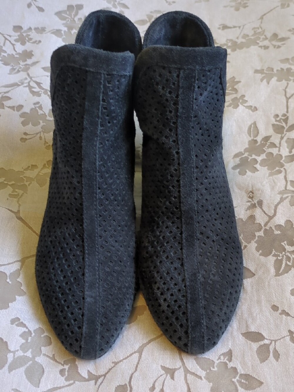 Splendid Dark Navy Perforated Suede Ankle Booties